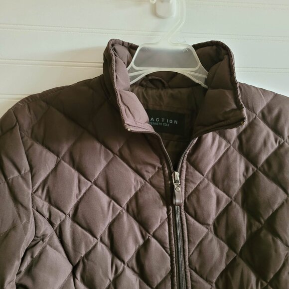 Kenneth Cole Reaction Quilted Jacket Small Brown Feather Down Puffer Lightweight - Picture 3 of 10